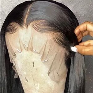 30 inch straight silky black wig . Wig has been worn wig brought back too life!